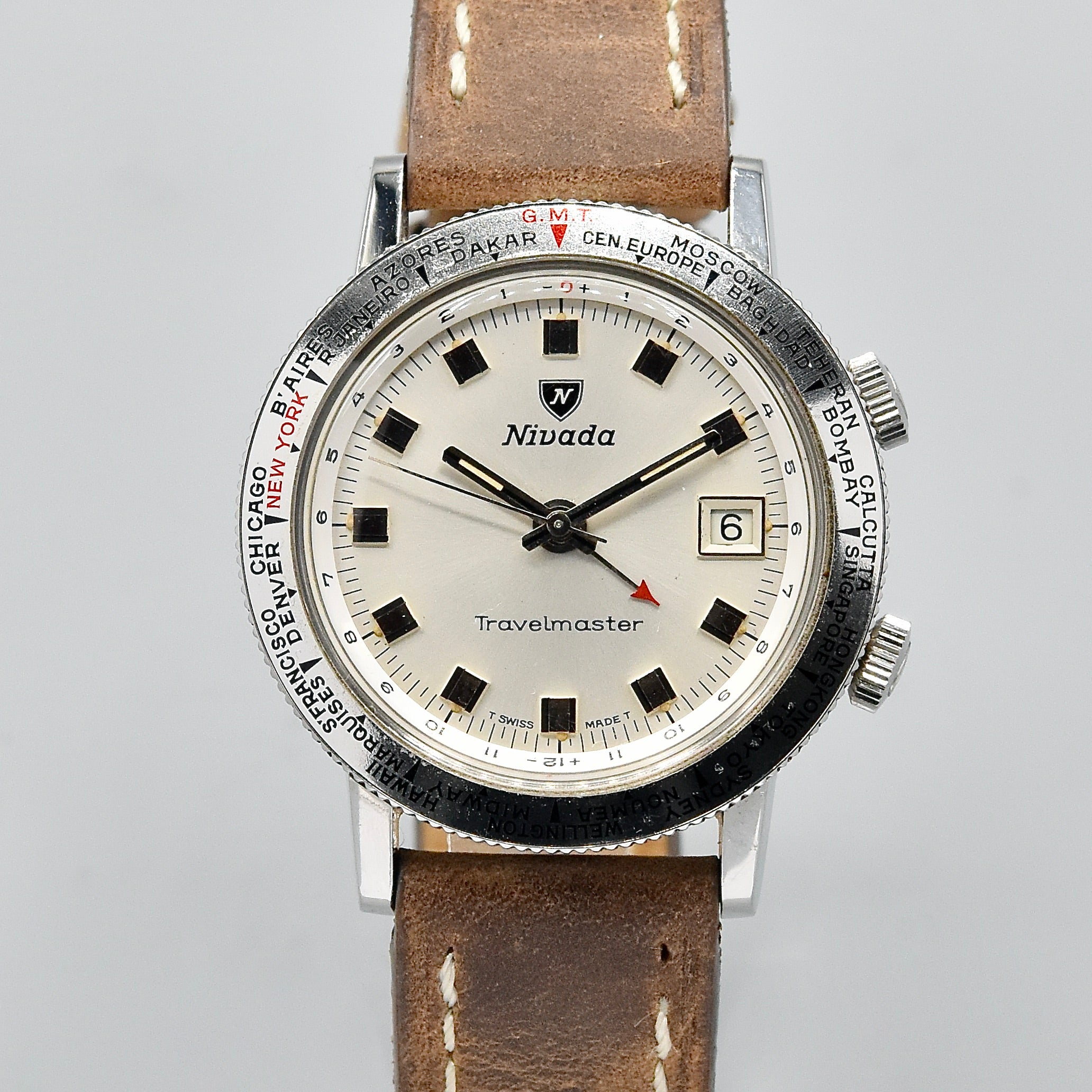 Nivada Travelmaster World Time Alarm Ref. 87011 Stainless Steel