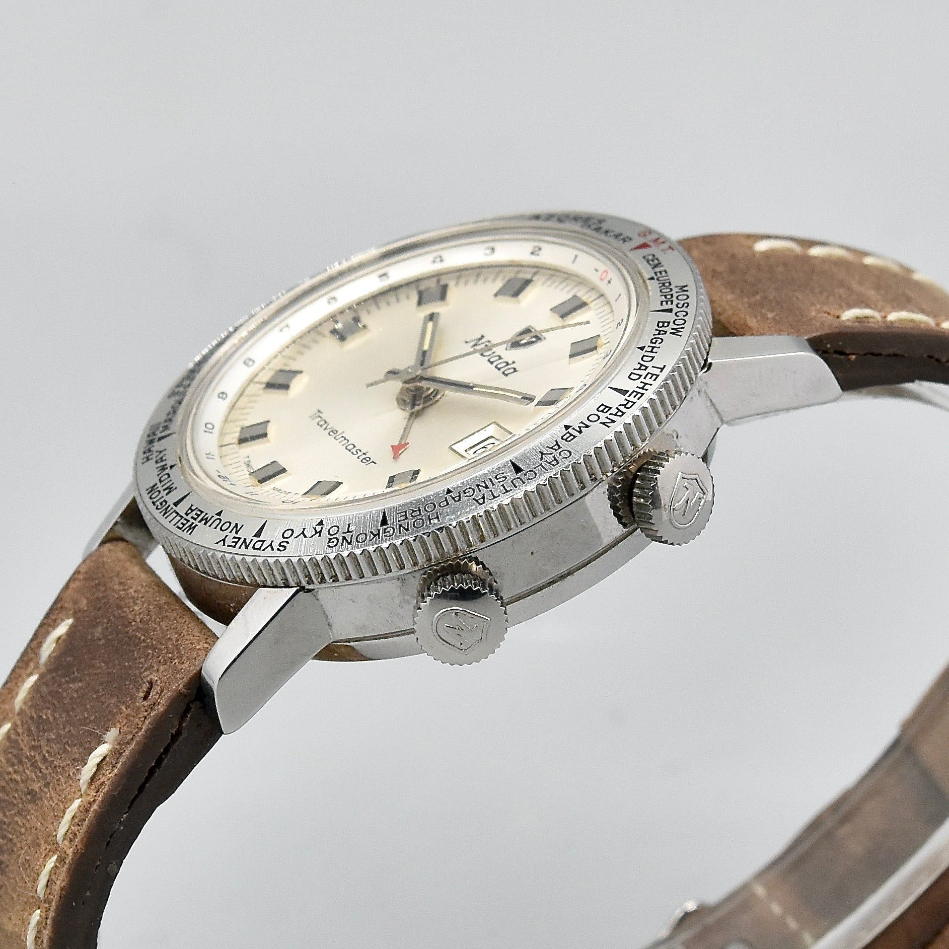 Nivada Travelmaster World Time Alarm Ref. 87011 Stainless Steel