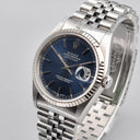 ROLEX DATEJUST REF. 16234 BLUE DIAL STAINLESS STEEL BOX AND PAPERS