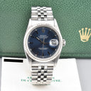 ROLEX DATEJUST REF. 16234 BLUE DIAL STAINLESS STEEL BOX AND PAPERS