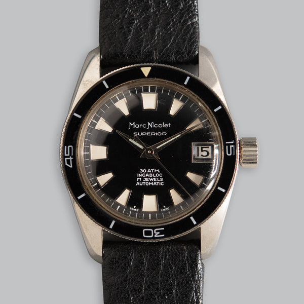 ヴィンテージ　SUPERIOR (NOVELTI WATCH Co) 17石スイス製手巻き　ブラックダイヤル　ミリタリー風２４時間表示 - Vintage The Buy in .A029VE.01